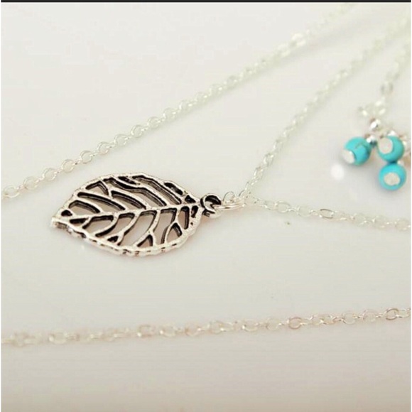 🔥DELICATE 3 LAYER SILVER TURQUOISE NECKLACE - Picture 3 of 3